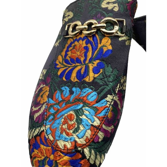 FY Zoe Miriam Silk Embroidery Size 260Cm US 9.5 Sheepskin Vero Cuoio Flat Mules - Picture 2 of 10